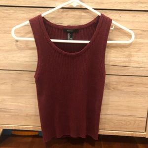 red thick ribbed tank top